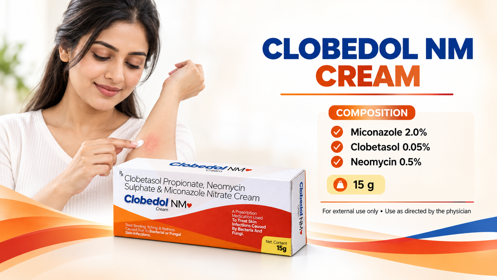 Clobedol NM Cream - 15 g. For external use only. Use as directed by your physician.